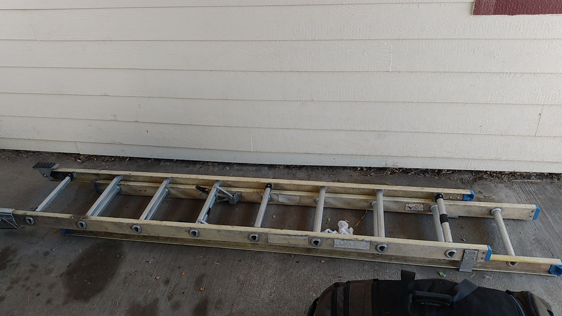 Fiberglass and aluminum 24 ft extension ladder