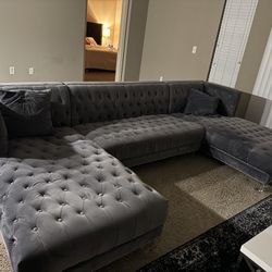 Grey Tufted Couch 