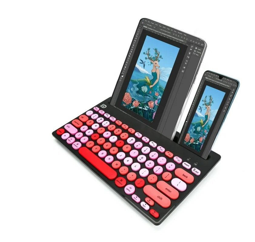 Wireless Multi-Device Keyboard – Bluetooth + 2.4G, 3-Device Switching (Black/Pink)