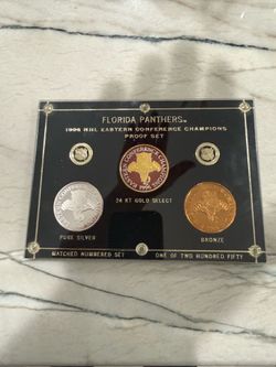 1996 Florida Panthers NHL Eastern Conference Champions Proof Set Ltd 250 Silver
