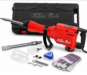 2200W Demolition Jack Hammer Flat Chisel Bull Point Chisel Bits Demo Chipping Hammer Concrete Pavement Breaker DIY Construction Concrete Floor Breaker