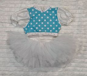 🩵 Turquoise & White Polka Dot Dance Costume – Size IC