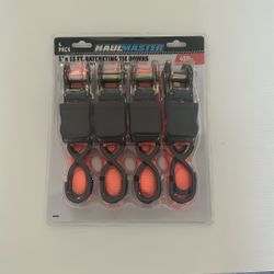 Haul-Master 4-pack of 1 in. x 15 ft. Ratcheting Tie Downs