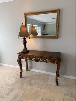 Table , Lamp and Mirror