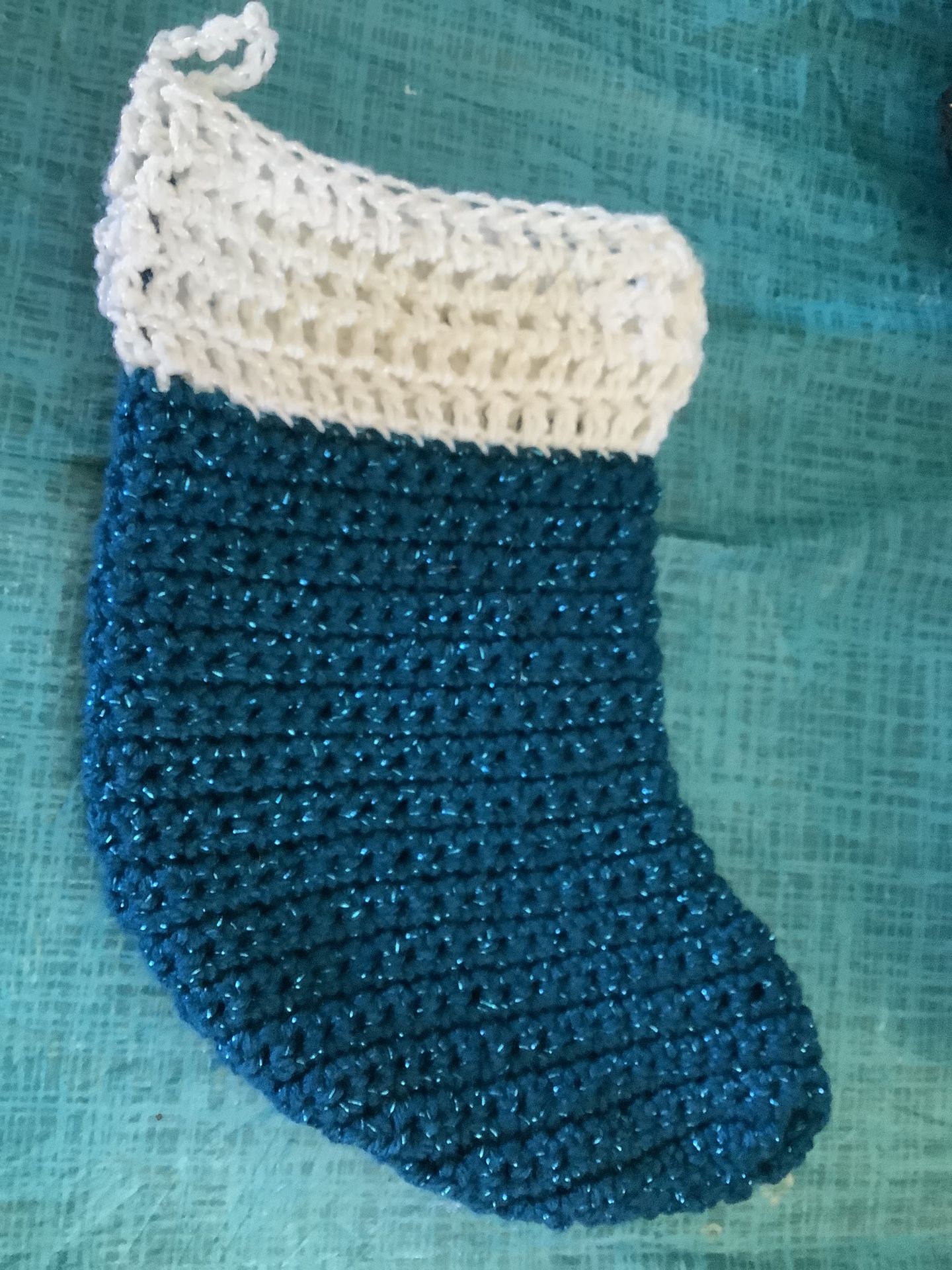 Teal And White Christmas Stocking