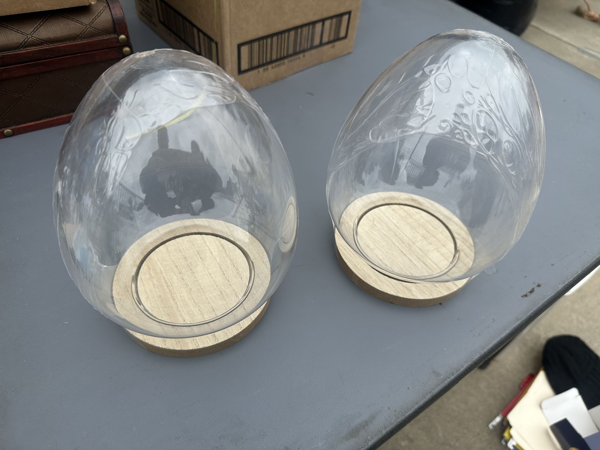 Pair Egg Shaped Display Domes