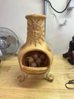 Terracotta Chiminea with Sun Face Design