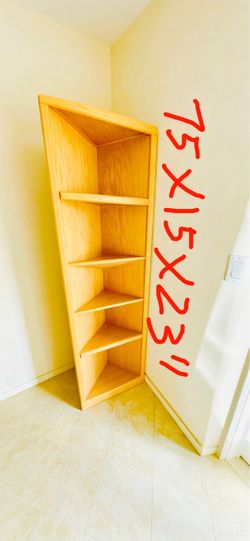 Oak Wood Corner Shelf Unit 75x15x23”