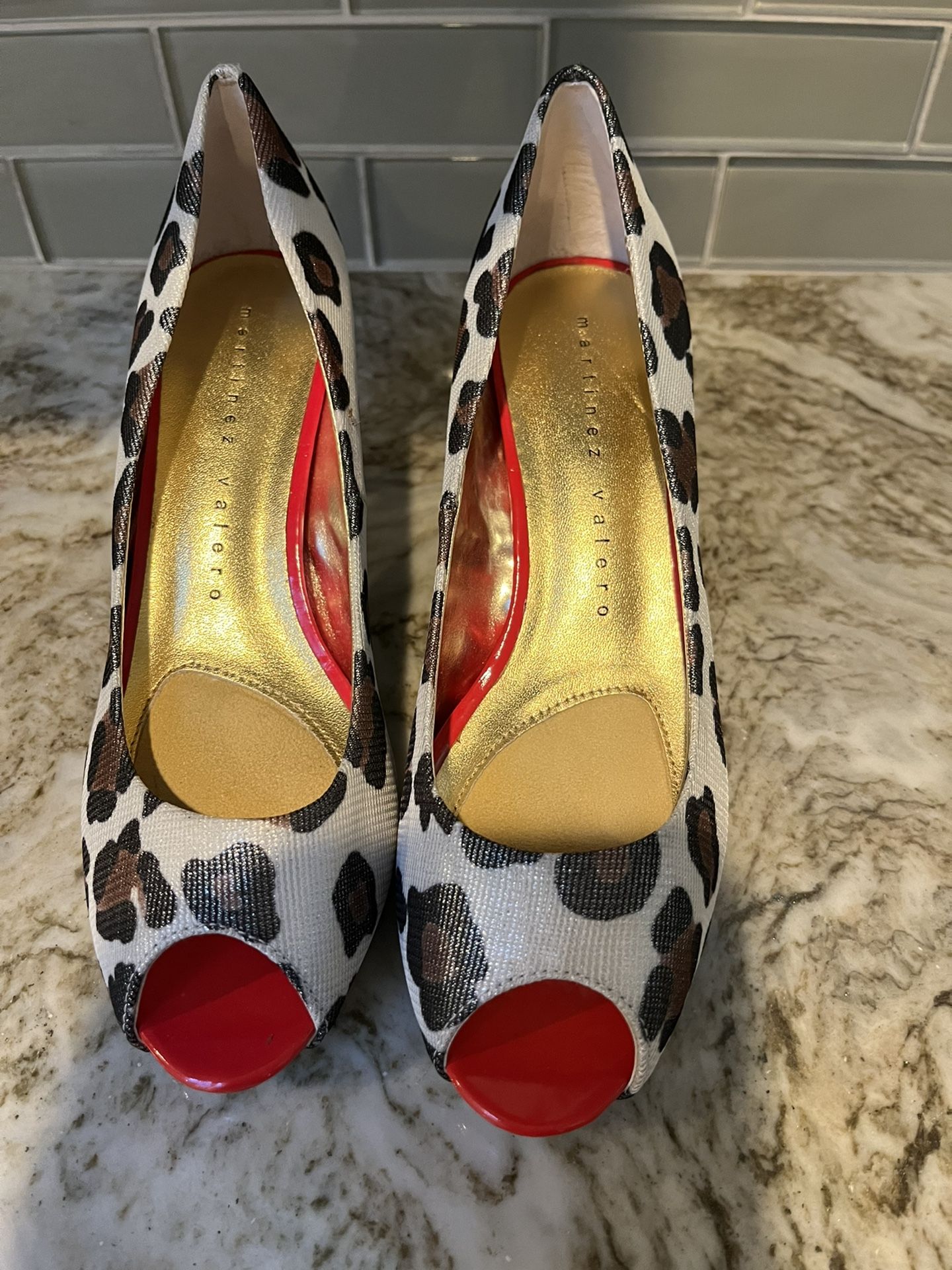 Leopard Heels With Peek A Boo Toe