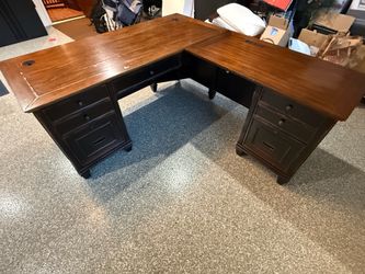 Used L shaped wood desk