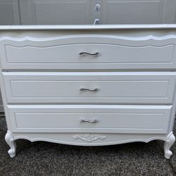 White Three Drawer Dresser 