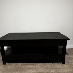 Lift-top Coffee Table with Storage & Drawers (Black)