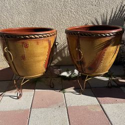 New Flower Pots Made Out Of Clay With Metal Perfect Gift 🎁 