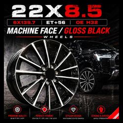 🔥 22x8.5 6x139.7 OE H32 Machine Face / Gloss Black Wheels 🔥