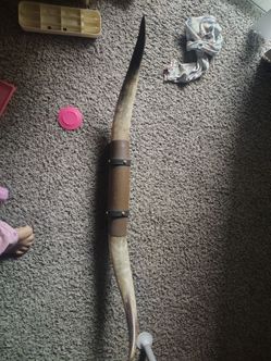 Mounted bull horns stamped from Virginia