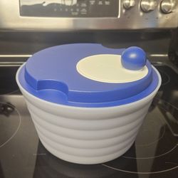 Tupperware SPIN N SAVE Salad Spinner 4.5L Blue & White 3 Piece