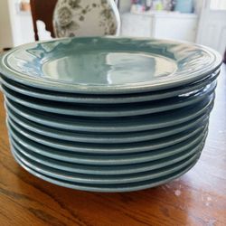 Set of 10 Rachael Ray Teal Dinner Plates
