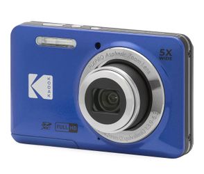 Kodak PIXPRO FZ55-BL 16MP Digital Camera 5X Optical Zoom 28mm Wide Angle 1080P Full HD Video Li-Ion Battery 2.7" LCD Vlogging Camera (Blue