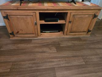 Rustic Wood TV Stand with Cabinets