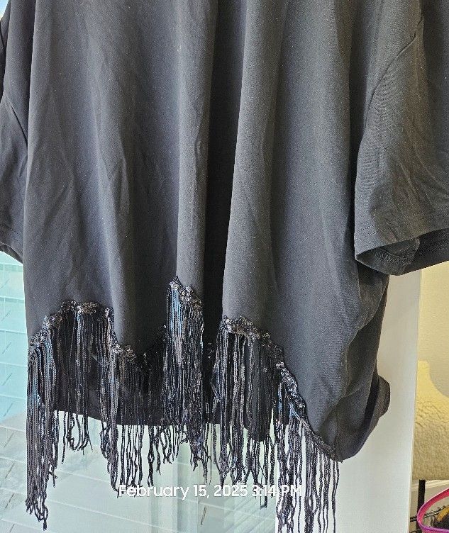 Black Gray Beaded fringe