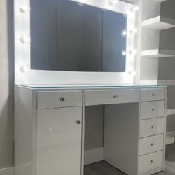 White Glossy Makeup Vanity 