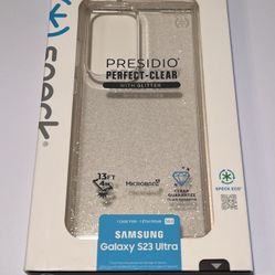 New Speck Presidio Clear With Glitter Case For Samsung Galaxy S23 Ultra