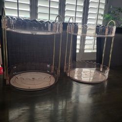 Set Of 2 Rosegold Acrylic Two-Tiered Organizers 