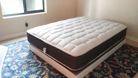 New full mattress and box spring 2 pc bed frame is not included