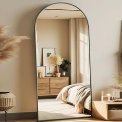 New, 70 x 26 Inch Arch Full-Length Mirror, Full-Body Floor Mirror with Stand - Black Frame