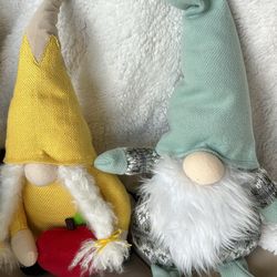 The 2- Elves - push /Elf yellow & Elf green $4 each.  H15in W7 in D5 in.