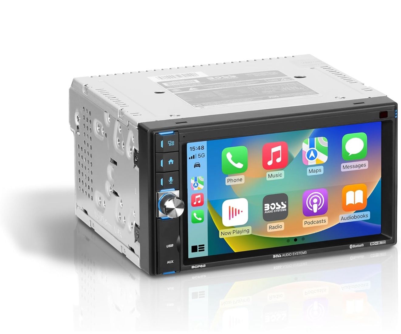 BOSS Audio Systems BCP62 Car Audio Stereo System with Apple CarPlay, 6.2" Double Din Touchscreen, Bluetooth Audio & Calling, USB & Radio Receiver, No