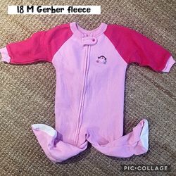 18 M Baby Girl Gerber fleece zip footed monkey logo