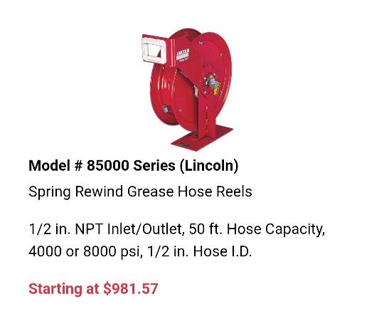 Spring Rewind Grease Hose Reel