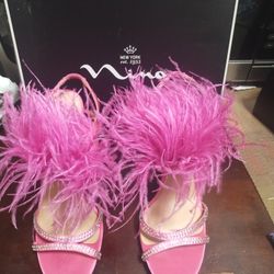 Pink Feather Ladies Heels