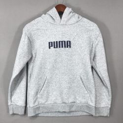 Puma Sweater Youth Large Gray Casual Pullover Hoodie Sweatshirt 3D Logo