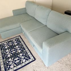 IKEA Barslov 3 Seat Sofa Sleeper with Chaise Storage Turquoise 