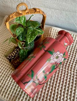 Vintage MCM Pink Nora Fenton Hand Painted Chinese Porcelain Vase