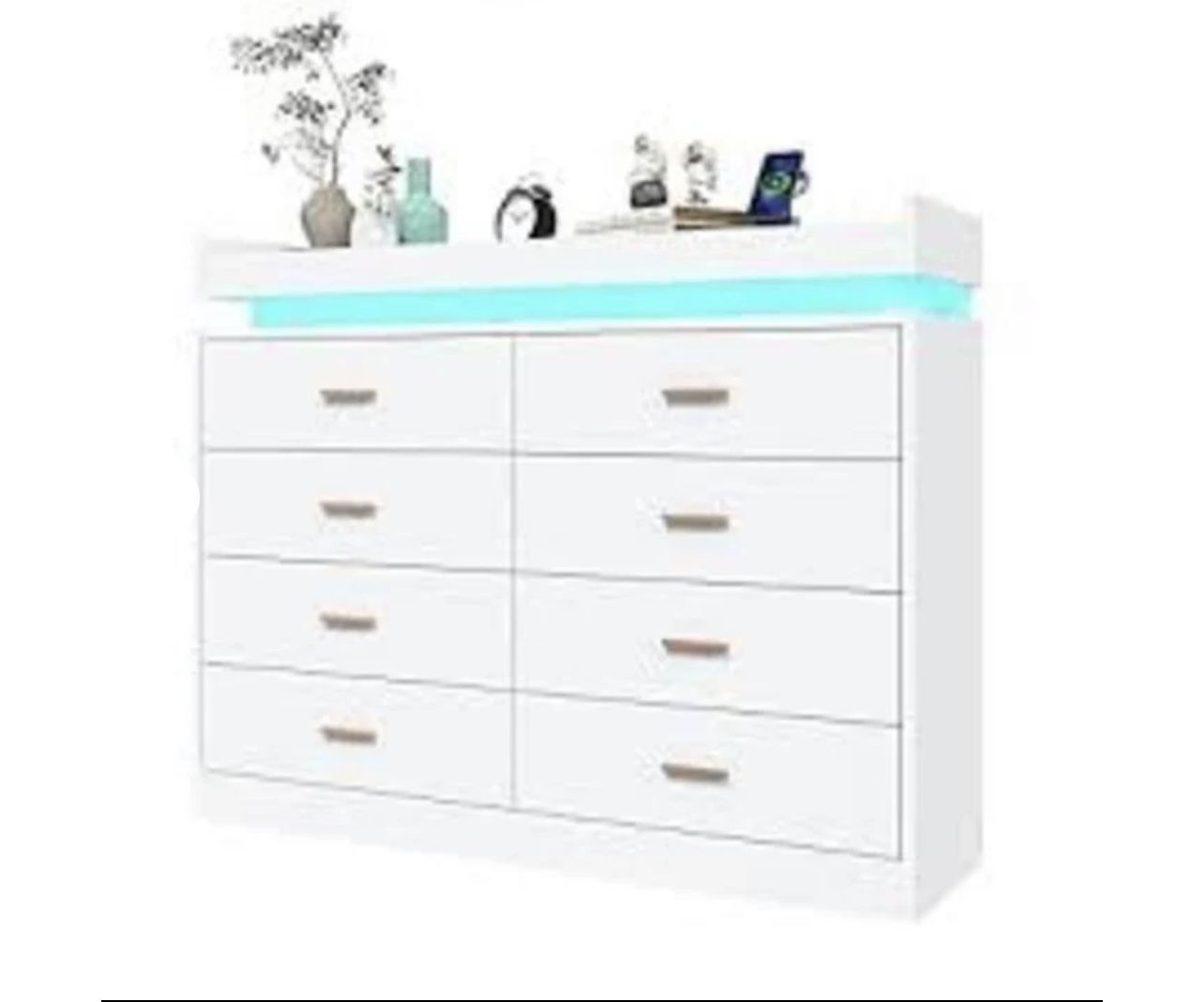 8 Drawer Dresser With Led Light Wide Drawers Organizer Cabinet