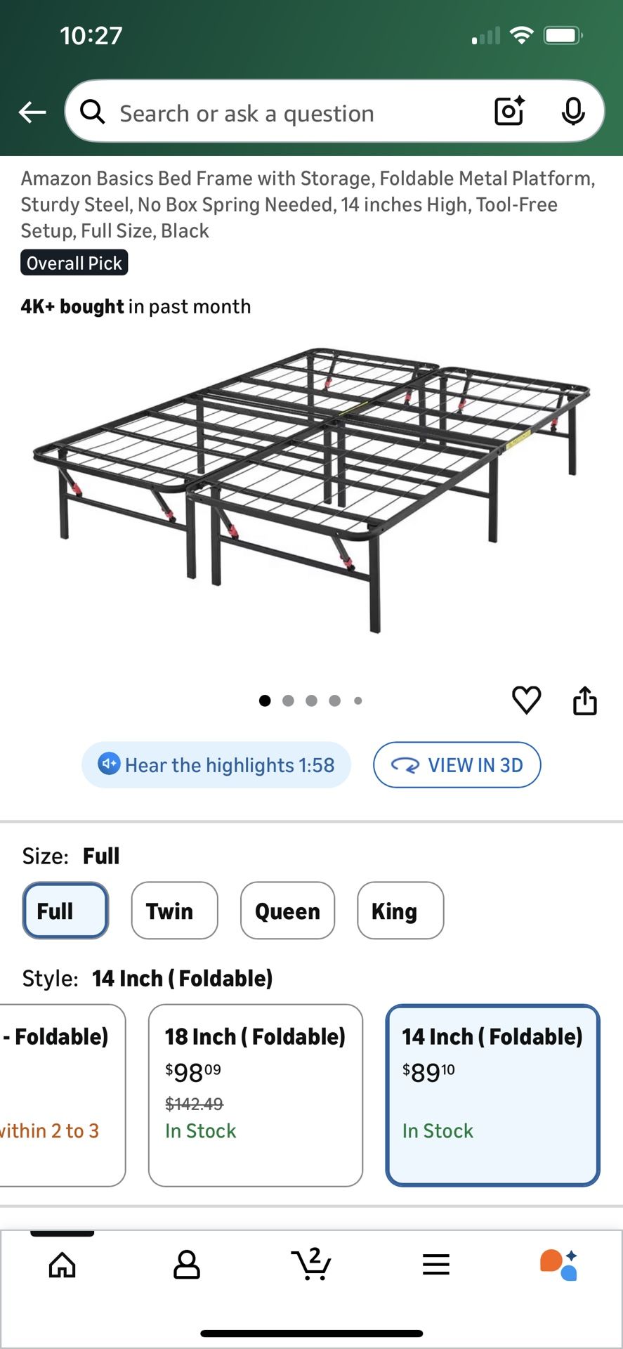 Full Size Foldable Bed