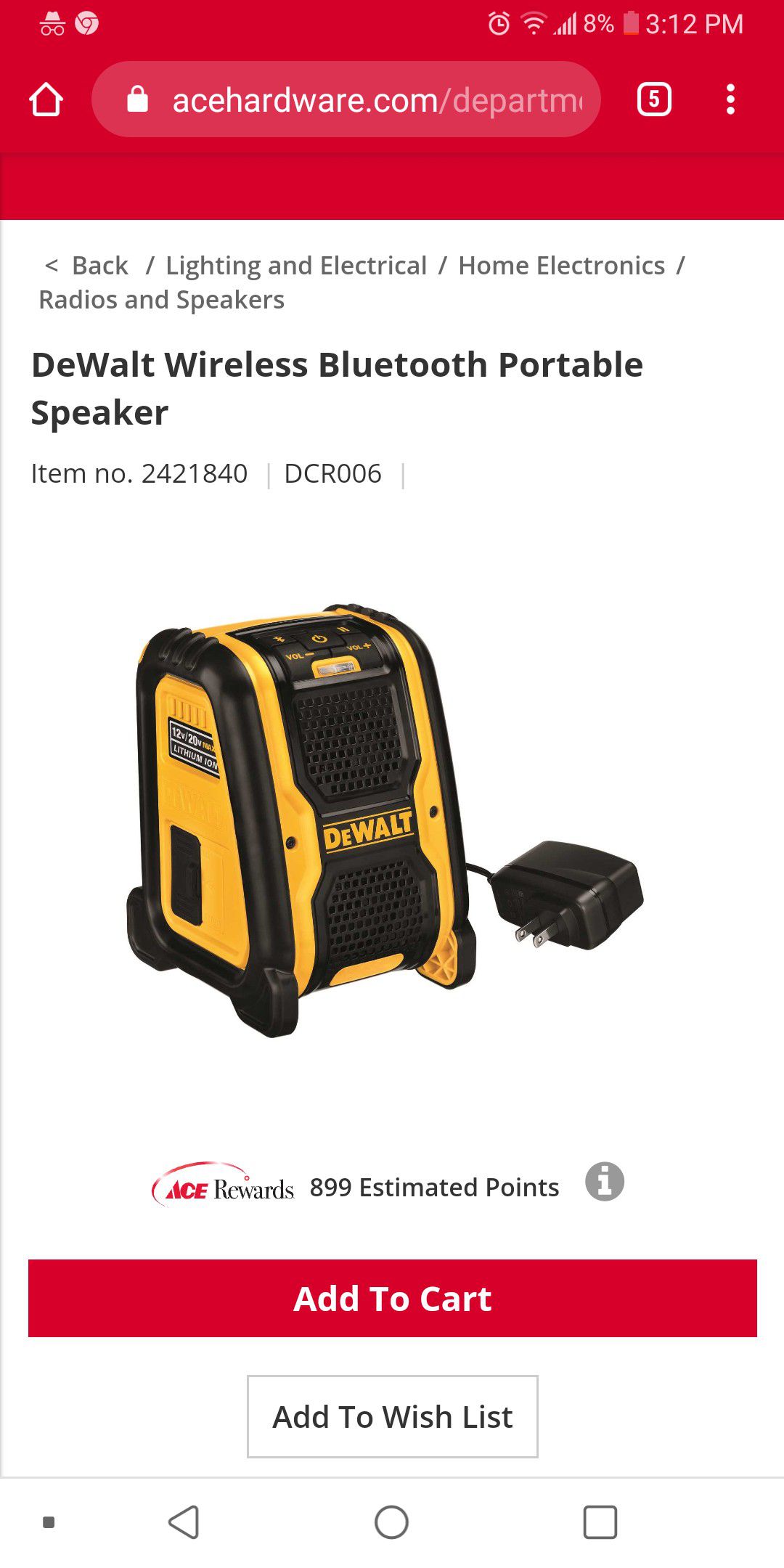 Dewalt Bluetooth speaker