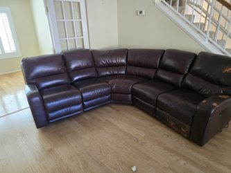 Dark Brown Leather Reclining Sectional Sofa