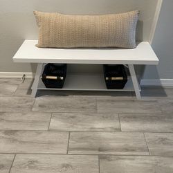 White Entryway Bench 