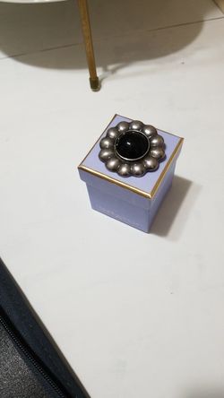 Vintage silver from Taxco Black onyx and silver brooch.