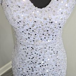 Lavender sequin maxi dress with a slit