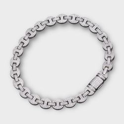 Moissanite Chain Linked Bracelet 7.5in Passes Tester