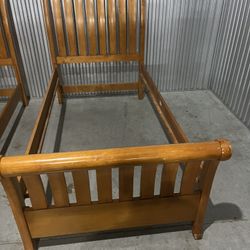 2 Twin Size Bed frames And Dresser In Fair Condition