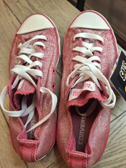 Girls Size 5 Pink glitter low-top Converse Chuck Taylor Sparkling Glitter 80's