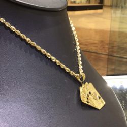 10k Gold Rope Chain And Pendant 20” Inch Necklace Together Deal..