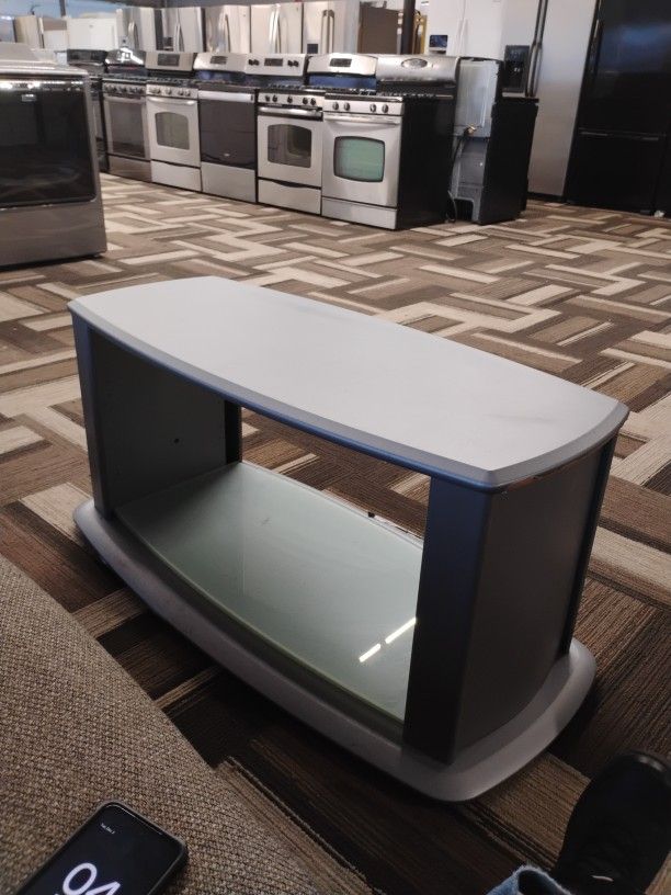 Solid TV Stand With Tempered Glass Heavy Duty
