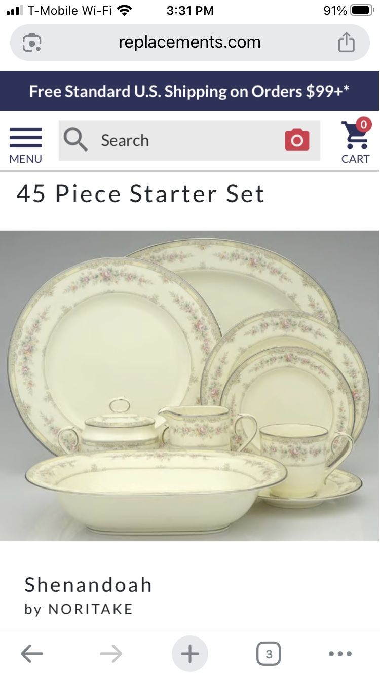 75 PIECE NORITAKE SHENANDOAH BONE CHINA SET